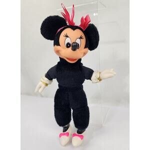 Minnie Mouse Plush Doll Applause 8" 1982 Pink Ribbon White Shoe Fleece Plastic